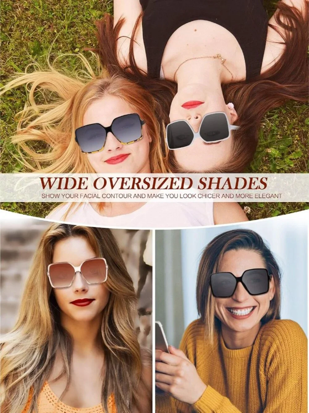 Fashion-Forward 6 Pairs Oversized Square Sunglasses - Perfect for Every Occasion